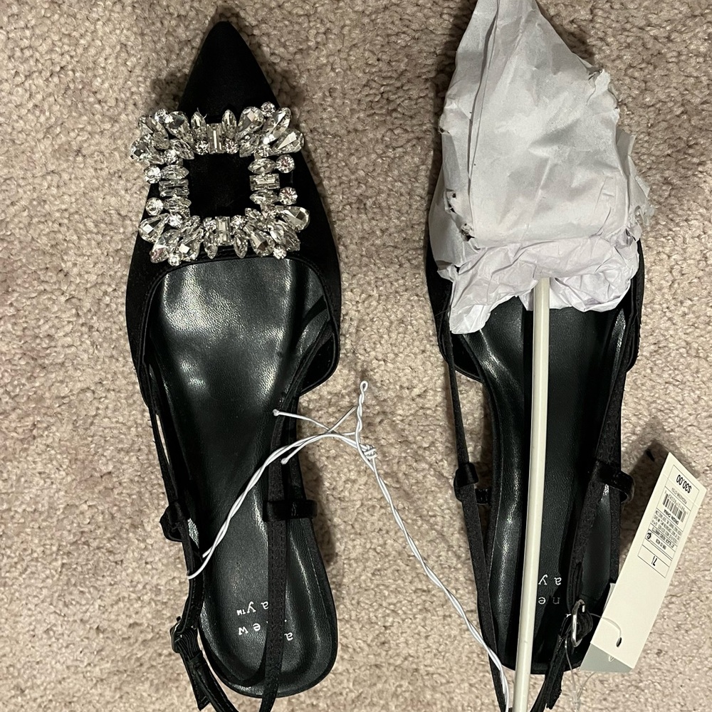 a new day Black Slingback Heels with Silver Embellishment